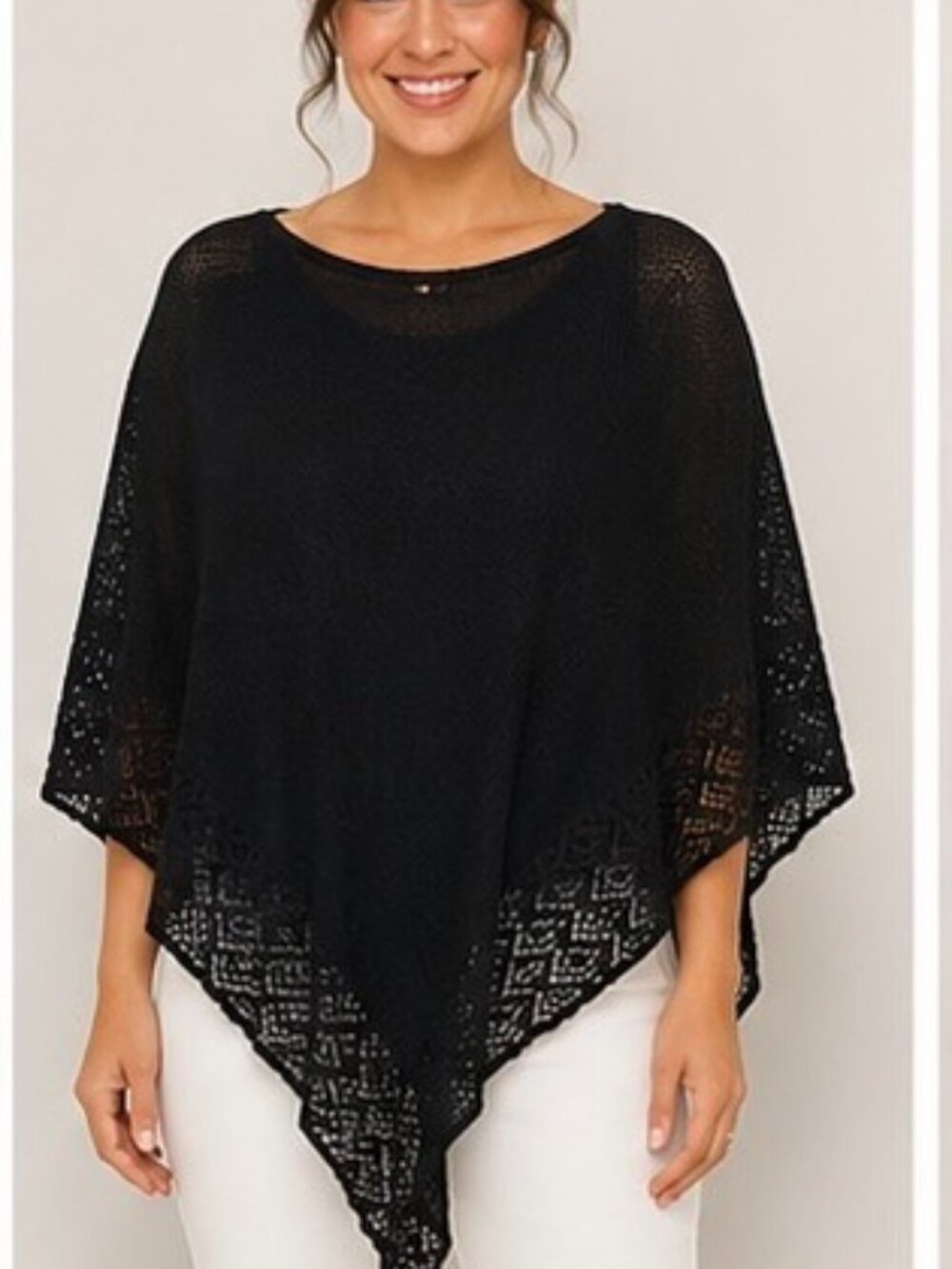 Lane Bryant Black Open-Knit Shawl Wrap — One Size